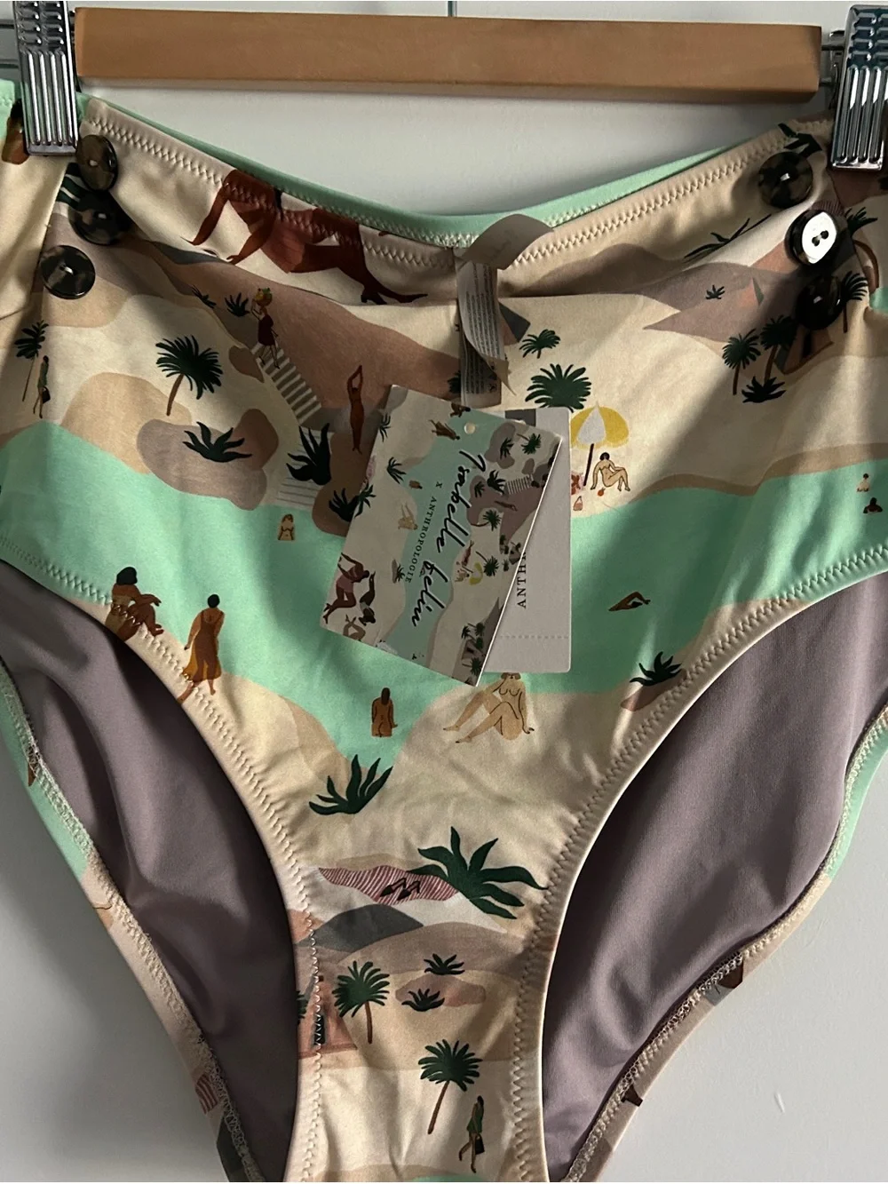 Anthropologie High-Waist Swim Bottoms in Isabelle Felin Beach Print